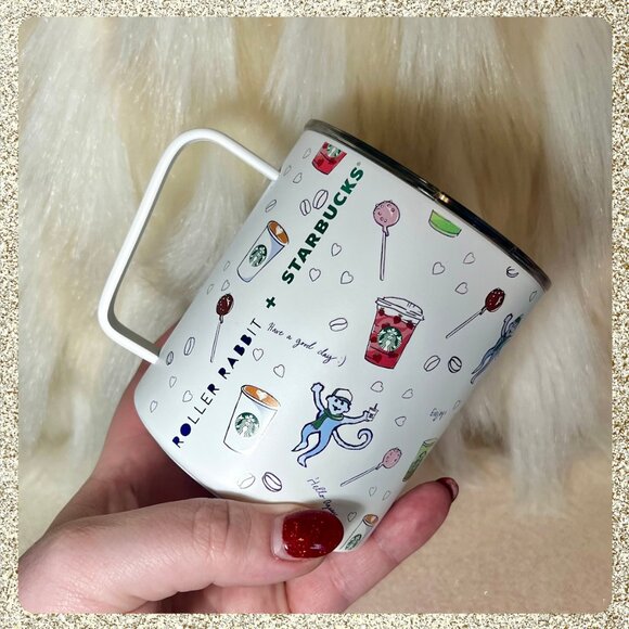 🐒 NWT 2025 Starbucks x Roller Rabbit "Coffeehouse Bonanza" SS 12oz Mug w/ Lid - Picture 3 of 5